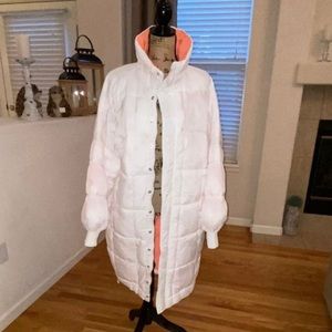 FREE PEOPLE Movement Juno White Coral Packable Puffer Jacket LARGE $228 oversize